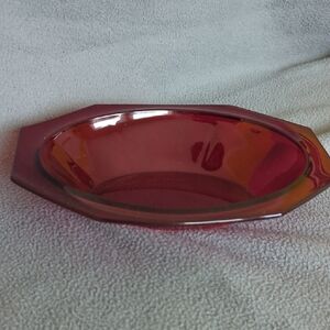 Ruby Red Glass Candy Or Serving Dish.